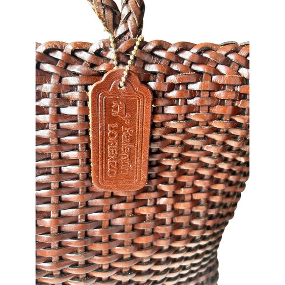 Balentin Lorenzo Handwoven Leather Tote Bag With Logo Accents & Long Handles - Picture 3 of 13